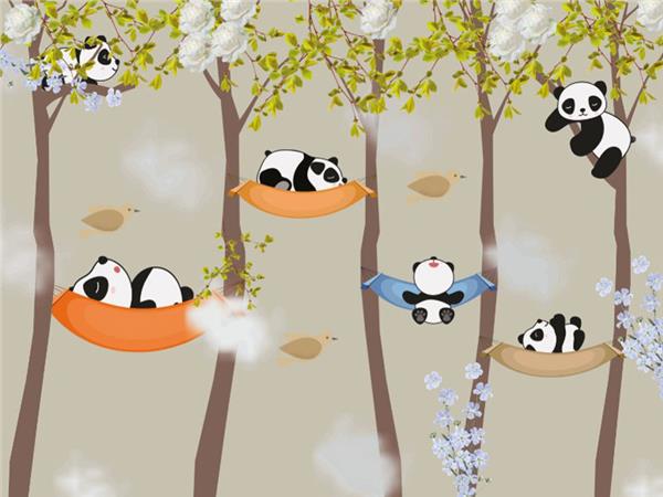 Uykucu Pandalar Kids Room Wallpaper by MywallpaperShop