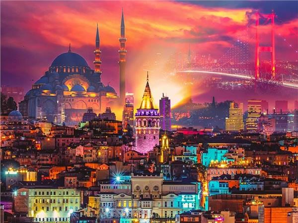 Istanbul Manzarasi Gece Isiklariyla 3D Wallpaper by MywallpaperShop
