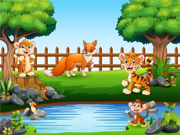 Animals World Tilki and Tiger Kids Room Wallpaper by MywallpaperShop
