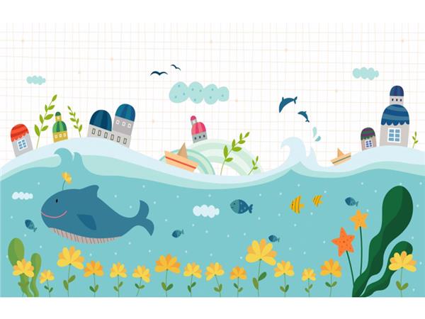 Yuzen Fish and Balinalar 3D Kids Room Wallpaper by MywallpaperShop