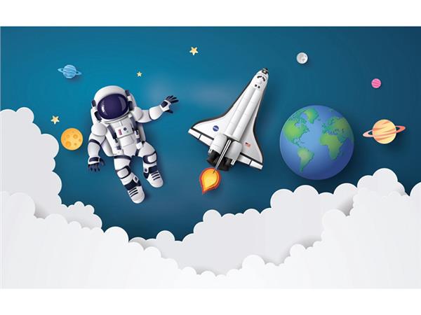 Astronot and space Mekigi 3D Kids Room Wallpaper by MywallpaperShop