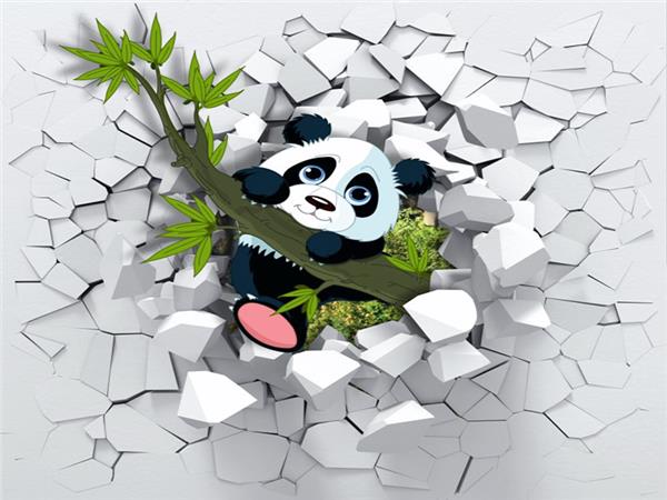 Duvardan Cikan Panda 3D Kids Room Wallpaper by MywallpaperShop