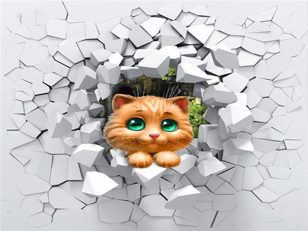 Duvardan Cikan Cat 3D Kids Room Wallpaper by MywallpaperShop