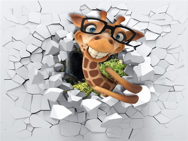 Duvardan Cikan Giraffe 3D Kids Room Wallpaper by MywallpaperShop