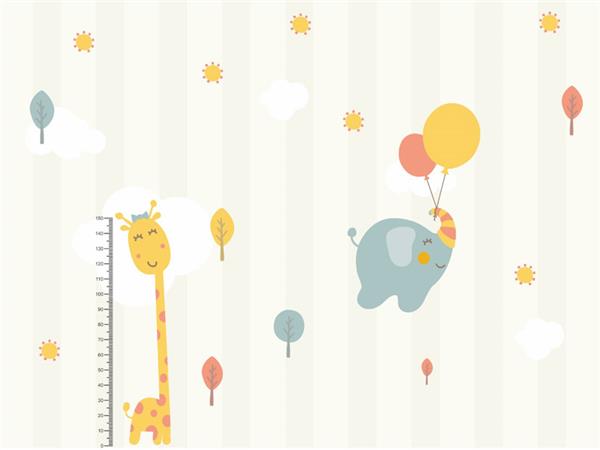 Boy Olcer Giraffe and Balloon Fil Kids Room Wallpaper by MywallpaperShop