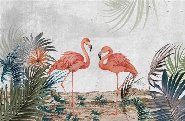 Palm Tree and Red Flamingolar Wallpaper by MywallpaperShop