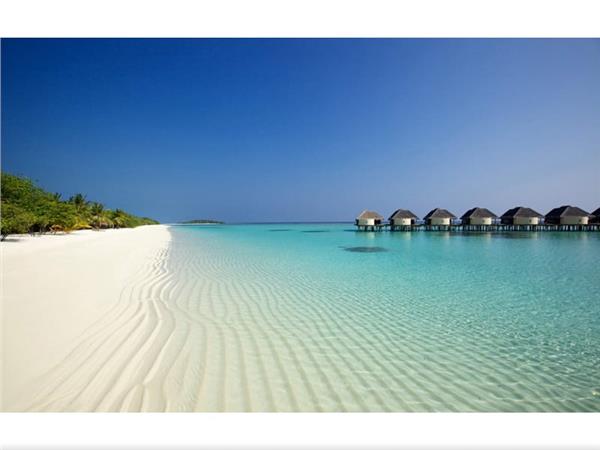 White Beach and Bungalov House 3D Wallpaper by MywallpaperShop