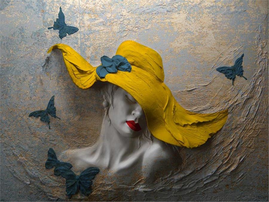 Yellow Sapkali Kadin 3D Wallpaper by MywallpaperShop