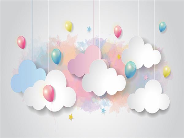 Balloons and Clouds Kids Room Wallpaper by MywallpaperSho