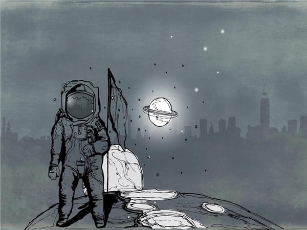 Astronot Retro Wallpaper by MywallpaperShop