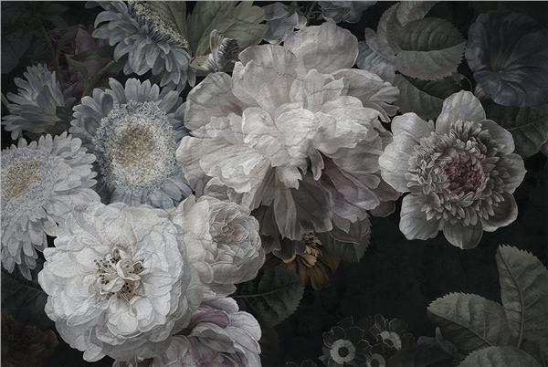 White Flowers Black Fon 3D Wallpaper by MywallpaperShop