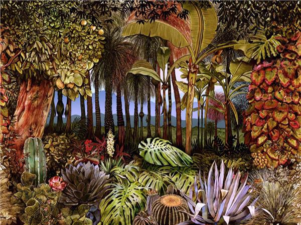 Tropical Forest Palm Tree Leaves Wallpaper by MywallpaperShop