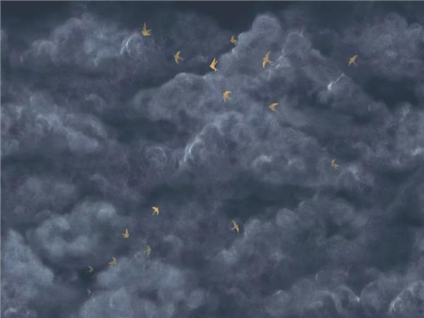 Clouds and Kuslar Design Wallpaper by MywallpaperShop