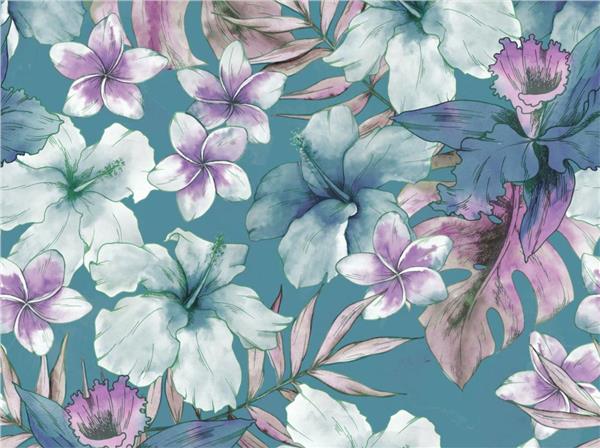 Big Leaflar and Flowers 3D Wallpaper by MywallpaperShop