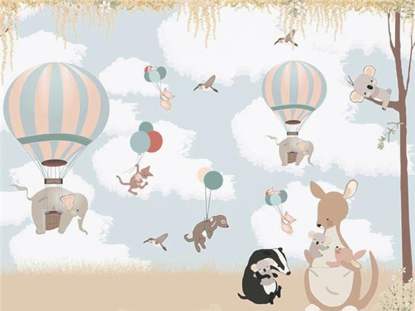 Balloon Scene Kids Room Wallpaper by MywallpaperShop