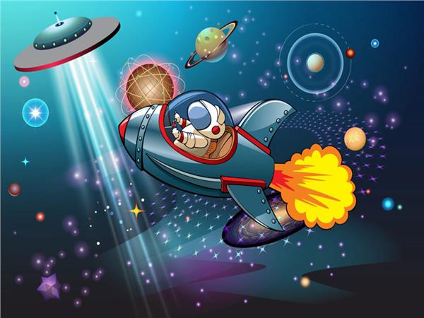 Astronot and Ufo Kids Room Wallpaper by MywallpaperShop