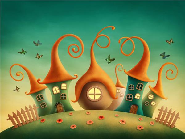 Fairy Tale House Kids Room Wallpaper by MywallpaperShop