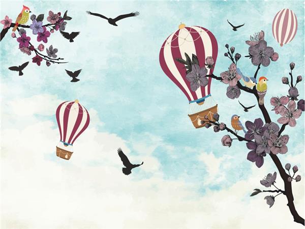 Balloon Scene Kids Room Wallpaper by MywallpaperShop