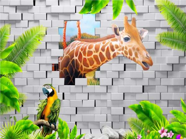 Curious Giraffe 3D Kids Room Wallpaper by MywallpaperSho