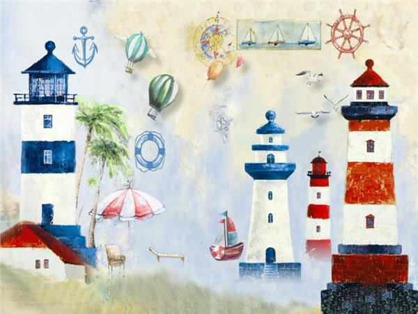 Sea Lighthouse Kids Room Wallpaper by MywallpaperSho