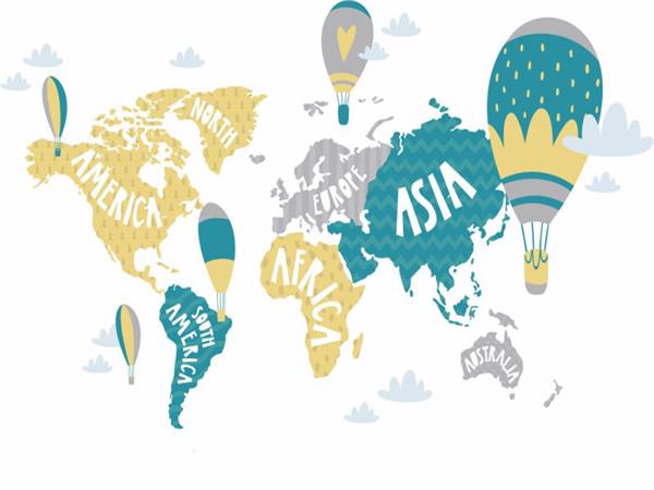 Map Flying Balloon Kids Room Wallpaper by MywallpaperSho