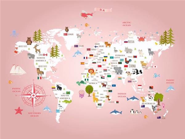 World Map Kids Room Wallpaper by MywallpaperShop