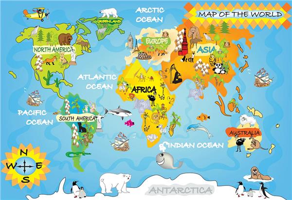 World Map Kids Room Wallpaper by MywallpaperShop