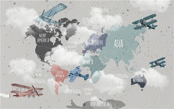 World Map Kids Room Wallpaper by MywallpaperShop