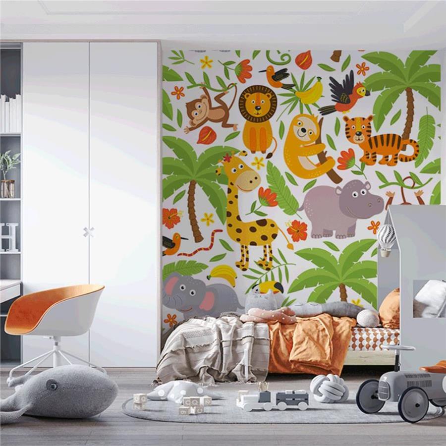 Colorful Safari Animals Kids Wallpaper