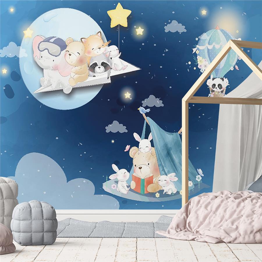 Cute Animals Kids Room Wallpaper