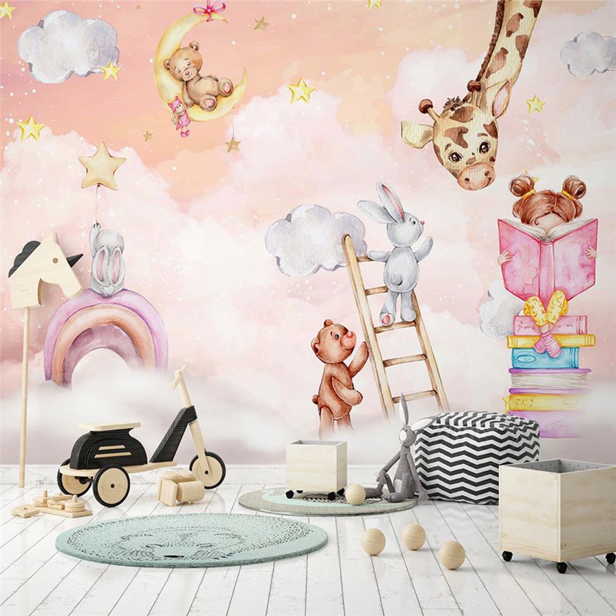 Cute Animals Kids Room Wallpaper