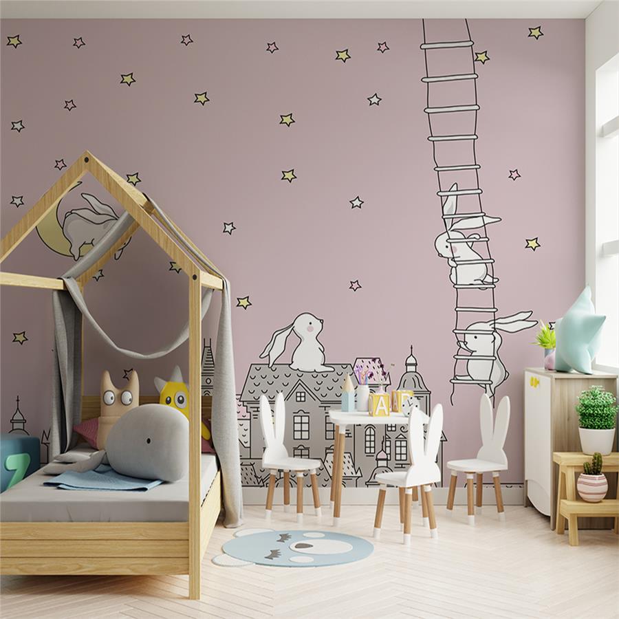 Cute Rabbits Kids Room Wallpaper