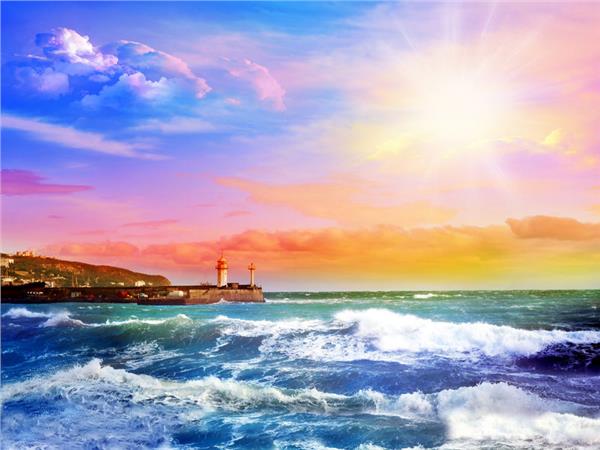 Wavy Village Sea Scenery Wallpaper by MywallpaperSho