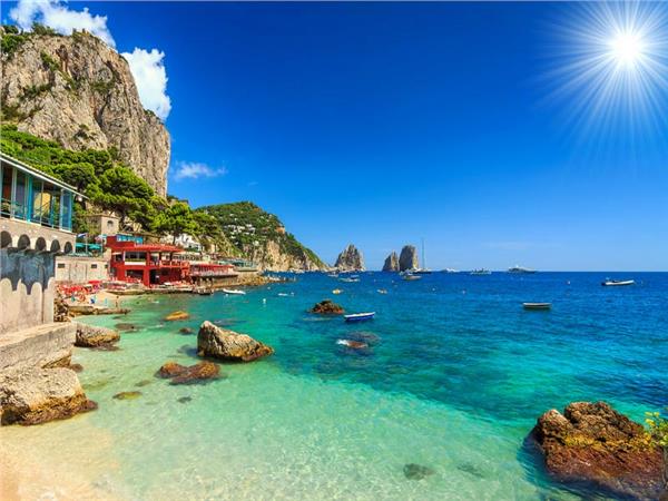 Blue Village Sea Scenery Wallpaper by MywallpaperSho