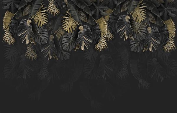 Tavandan Sarkan Gold Black Leaflar Wallpaper by MywallpaperShop