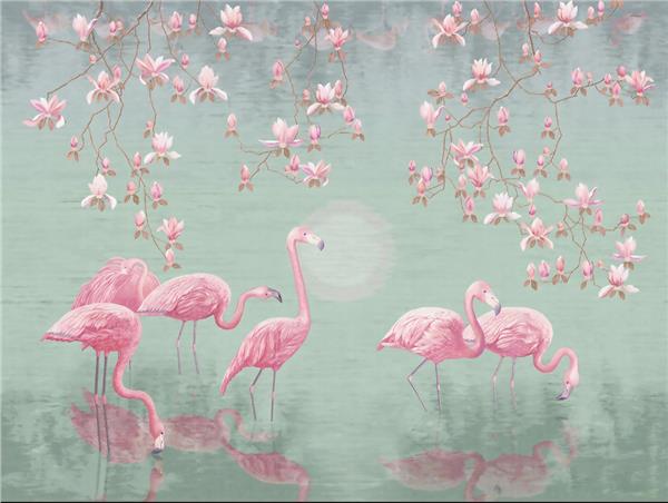 Pink Flamingolar Wallpaper by MywallpaperShop