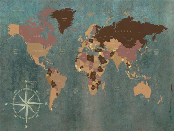 World Map Custom Design Wallpaper by MywallpaperShop