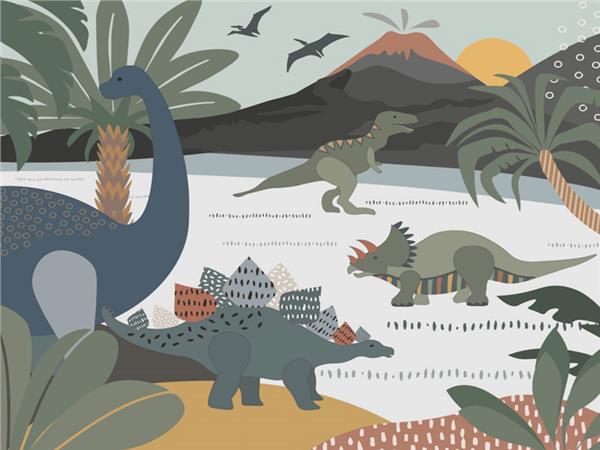 Dinasour Worlds Custom Design Kids Room Wallpaper by MywallpaperShop