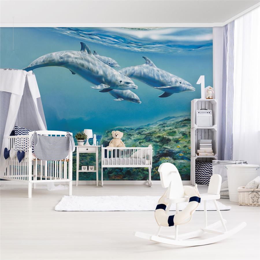 Dolphins Kids Room Wallpaper