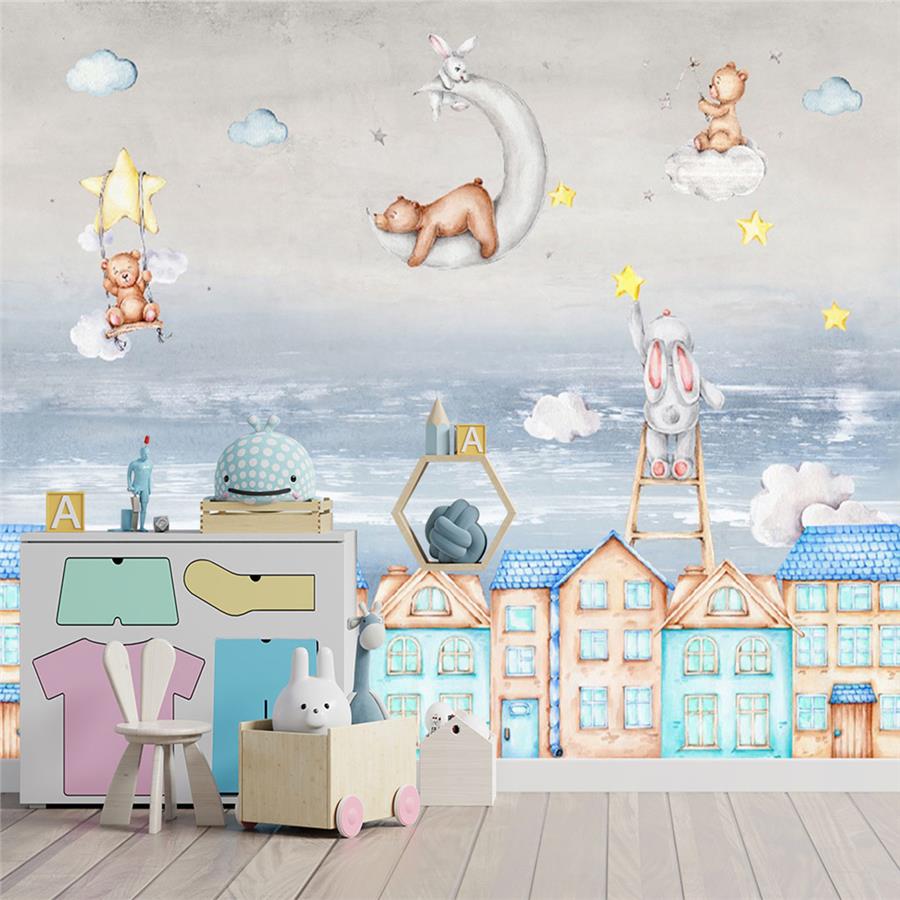Dream City Custom Design Kids Room Wallpaper