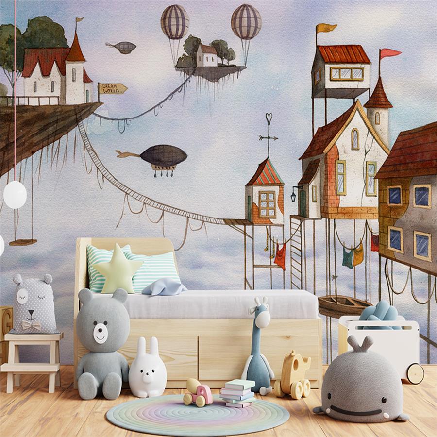 Dream Houses in the Sky Kids Room Wallpaper
