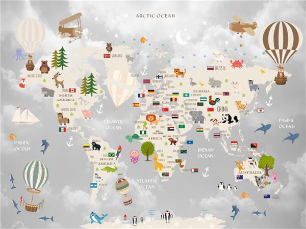 World Map Kids Room Wallpaper by MywallpaperShop