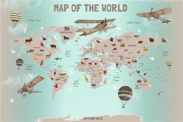 World Map Kids Room Wallpaper by MywallpaperShop