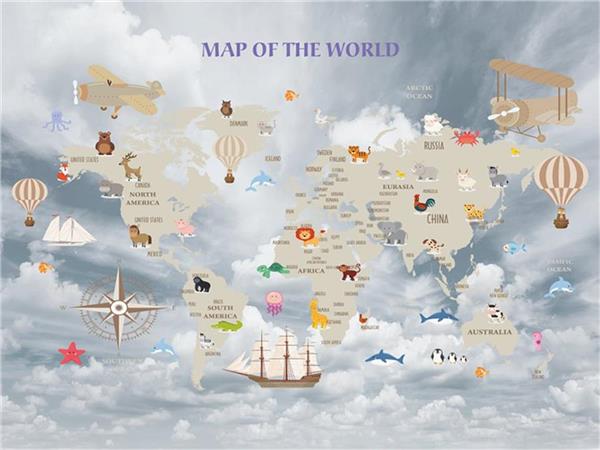 World Map Kids Room Wallpaper by MywallpaperShop