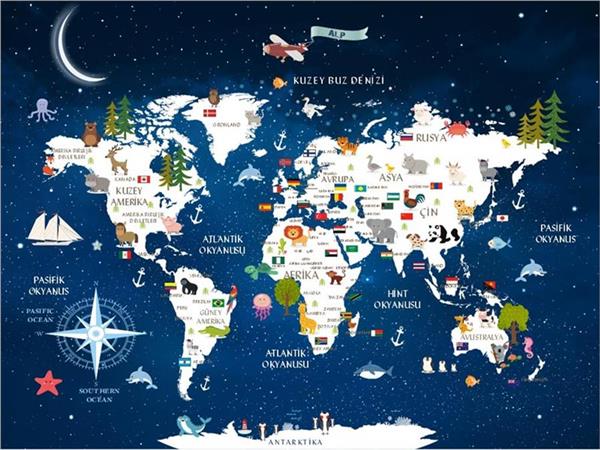 World Map Kids Room Wallpaper by MywallpaperShop