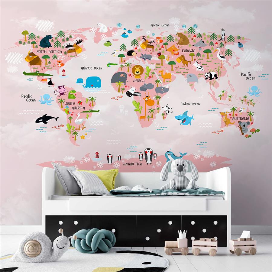Educational World Map Kids Wallpaper
