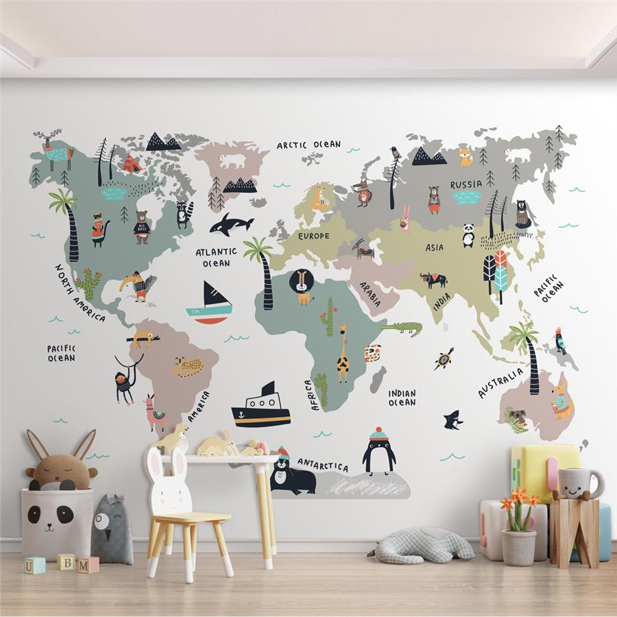 Educational World Map Kids Wallpaper
