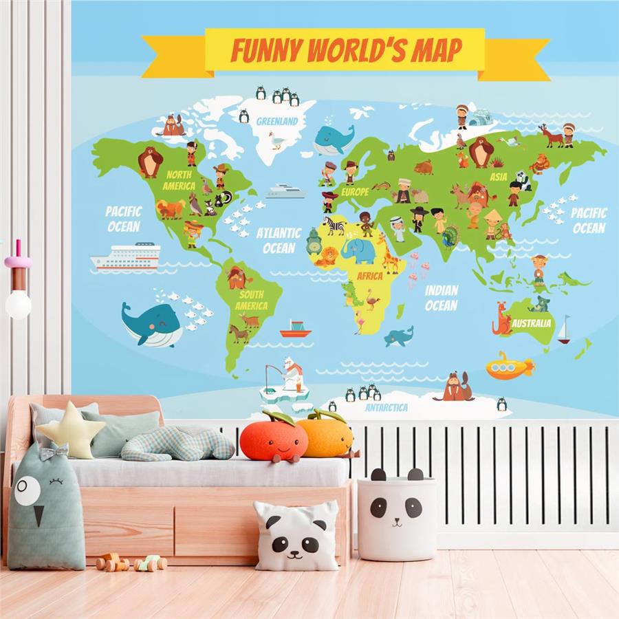 Educational World Map Kids Wallpaper