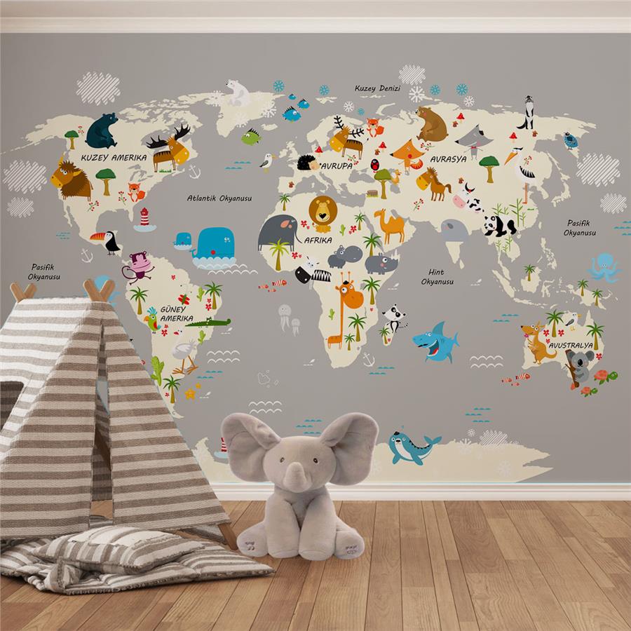 Educational World Map Kids Wallpaper