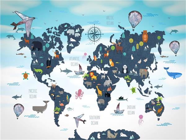 Egitici World Map Kids Room Wallpaper by MywallpaperShop